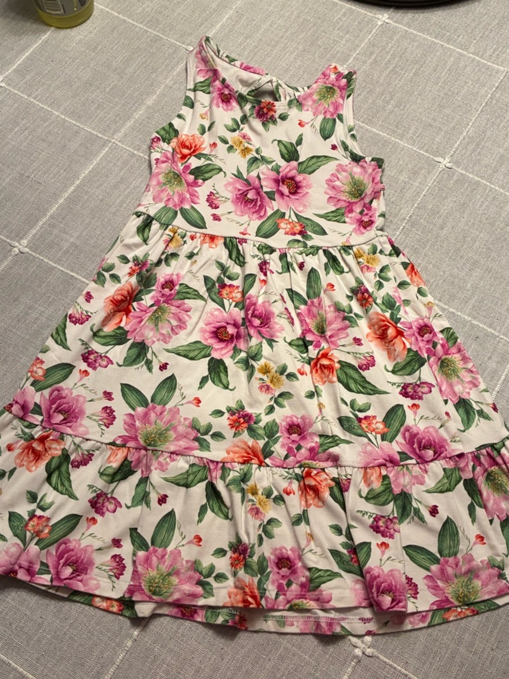 Janie and Jack Cream Dress with Pink and Green Floral Print